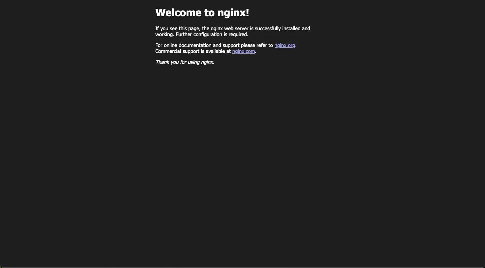 NGINX welcome page in a browser.
